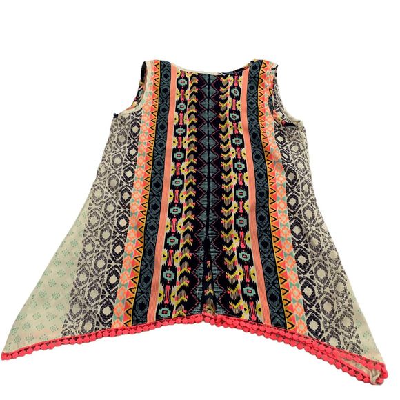 Japan Kids Girls size 8 Boho Striped Crochet trimed sleeveless blouse tank top - Picture 9 of 10